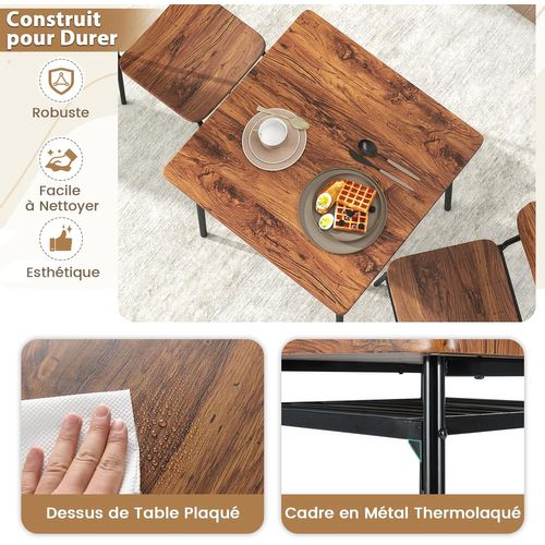 Petite Table De Cuisine 2 Personnes,chaises Encastrables, Table Carrée Pour Coin Petit-déjeuner