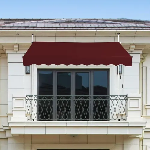 Store Banne Manuel Rétractable De 2 X 1,25m Avec Manivelle Hauteur Réglable 200-300cm (rouge)
