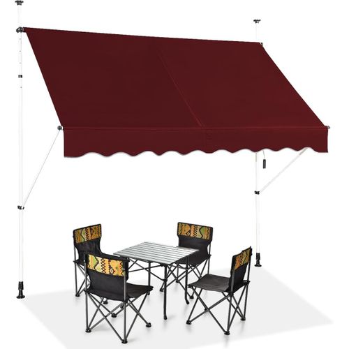 Store Banne Manuel Rétractable De 2 X 1,25m Avec Manivelle Hauteur Réglable 200-300cm (rouge)