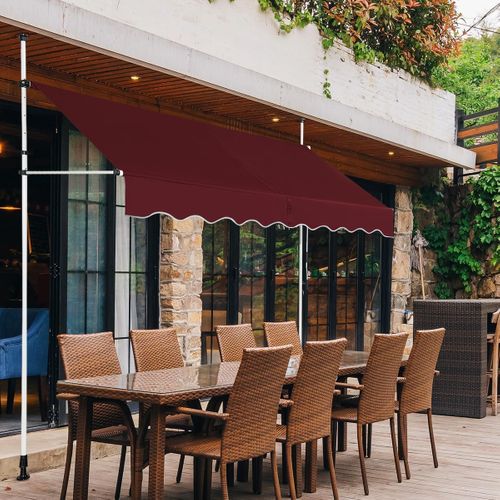 Store Banne Manuel Rétractable De 2 X 1,25m Avec Manivelle Hauteur Réglable 200-300cm (rouge)
