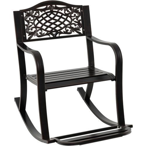 Fauteuil à Bascule Exterieur En Aluminium Coulé, Chaise à Bascule, Charge 150kg, 102x62,5x89 Cm