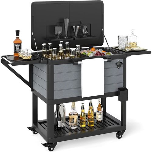 Chariot Isothermique 91l, Roulettes Et Ouvre-bouteille, Mobile Pour Fête Et Bbq Jardin
