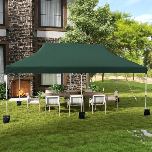 Tonnelle De Jardin Pop-up Pliable 300x600cm, Imperméable Protection Solaire 3 Hauteurs (vert)
