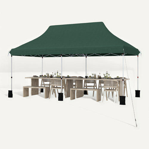 Tonnelle De Jardin Pop-up Pliable 300x600cm, Imperméable Protection Solaire 3 Hauteurs (vert)