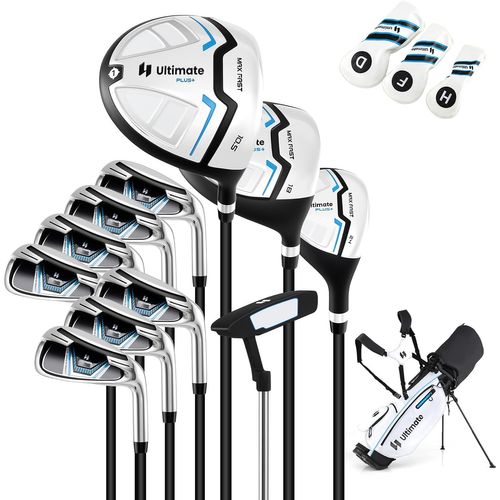 Ensemble Club De Golf Portable, Sac Trépied Avec Driver 460cc #1, Bois #3 Hybride Fers