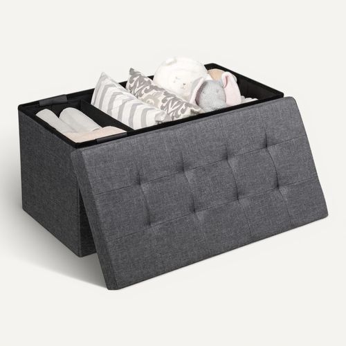 Banc De Rangement Pliable En Tissu, Bac Intérieur Amovible, 80 × 40,5 X 40,5 Cm (gris Foncé)