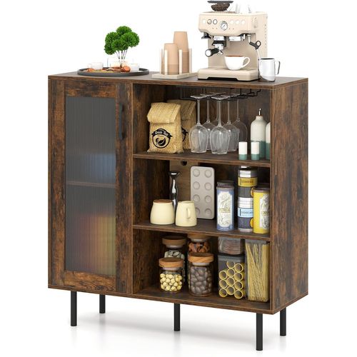 Buffet De Cuisine Avec Porte, Armoire De Bar à Café,meuble De Rangement,brun Rustique