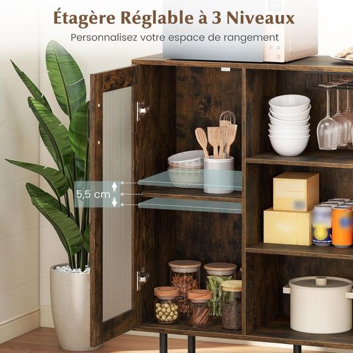 Buffet De Cuisine Avec Porte, Armoire De Bar à Café,meuble De Rangement,brun Rustique