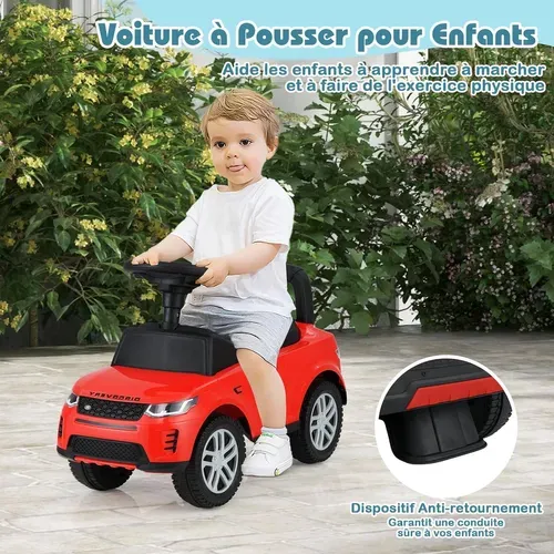 Porteur Enfant Avec Volant Et Klaxon Et Son De Moteur,  Dispositif Anti-retournement (rouge)
