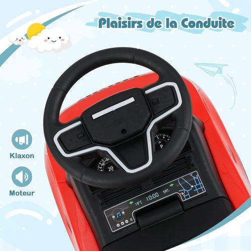 Porteur Enfant Avec Volant Et Klaxon Et Son De Moteur,  Dispositif Anti-retournement (rouge)