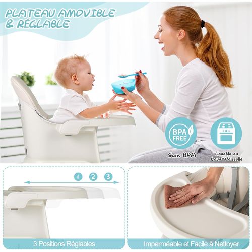 Chaise Haute Évolutive Pour Bébé, 6 En 1 Chaise De Repas Convertible Avec Coussin Amovible Harnais De Securitesiege Enfant Avec Plateau Adjustable Pour Bebe 6 36 Mois 91891147
