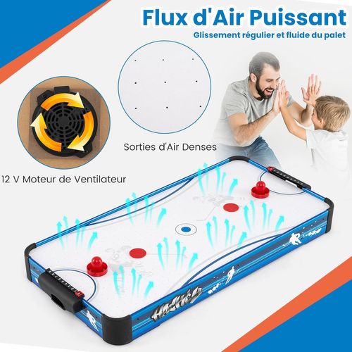 Table De Air Hockey COSTWAY Avec Ventilateur 12V - 108x50.5x10 Cm, 2 Palets + 2 Poussoirs, Compteur Manuel, Jeu Familial Table De Air Hockey COSTWAY Avec Ventilateur 12V - 108x50.5x10 Cm, 2 Palets + 2 Poussoirs, Compteur Manuel, Jeu Familial