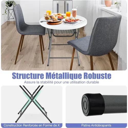 Table De Jardin Ronde Pliante 81 Cm, Table à Manger Extérieur Avec Plateau Épaissi En Hdpe,blanc