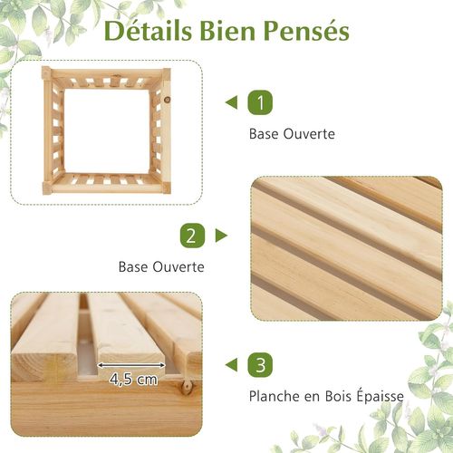 Jardinières En Bois De Sapin 2 En 1, Banc De Jardin Pour 2 Personnes, Conception à Fentes