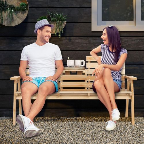 Banc De Jardin En Bois Massif, Table Pliable, Siège à Lattes, 160 X 64 X 86 Cm (naturel)