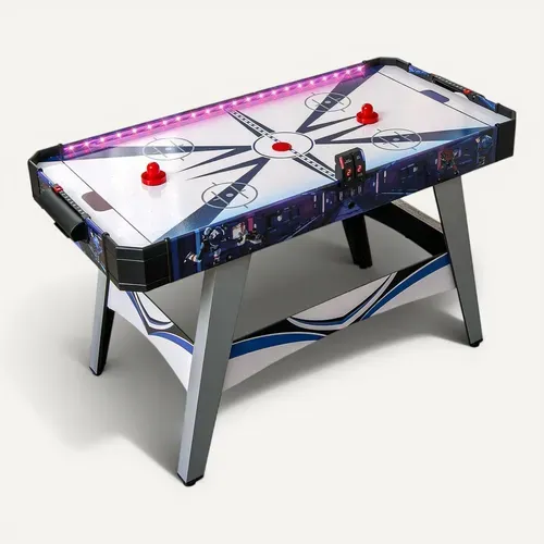 Table De Hockey à Air COSTWAY – LED, Marqueur Électronique, Ventilateur 12V – Bande Lumineuse Rouge/Bleue – Pieds Réglables