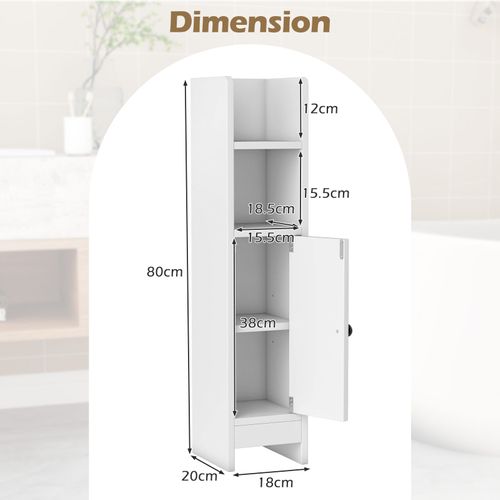 Meuble De Salle De Bain, Armoire D'angle Pour Papier Toilette Avec Porte Et Étagère Réglable(blanc)