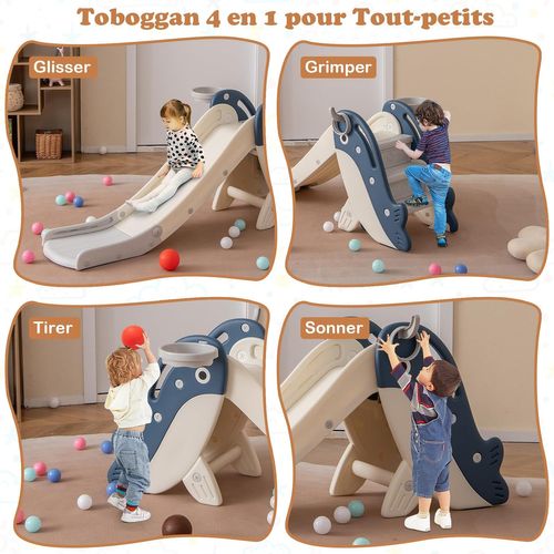 Toboggan Enfant 4 En 1 Pliable Hdpe, Avec Panier Basket, Charge 70kg, 3 Toboggan Enfant 4 En 1 Pliable Hdpe, Avec Panier Basket, Charge 70kg, 3