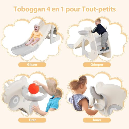 4 En 1 Toboggan Enfant Pliable En Hdpe Avec Panier De Basket Et Jeu De Lancer D Anneaux Panda 4 En 1 Toboggan Enfant Pliable En Hdpe Avec Panier De Basket Et Jeu De Lancer D Anneaux Panda