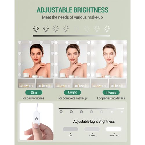 Trolley Maquillage Étoile - Coffret Pro Avec LED, Miroir Et Compartiments - Hauteur Réglable 98 Cm - Or