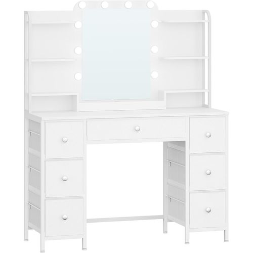 Hzuaneri Coiffeuse Avec Grand Miroir HD LED - Table De Maquillage Blanc Avec Tiroirs Et Rangement, DT43103XEU
