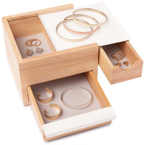 Boîte à Bijoux 3 Tiroirs Mini Stowit Bois Clair