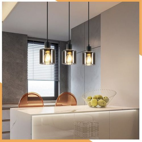 Suspension Noire Vintage E27 Suspension 3 Luminaires Suspendue Table à Manger