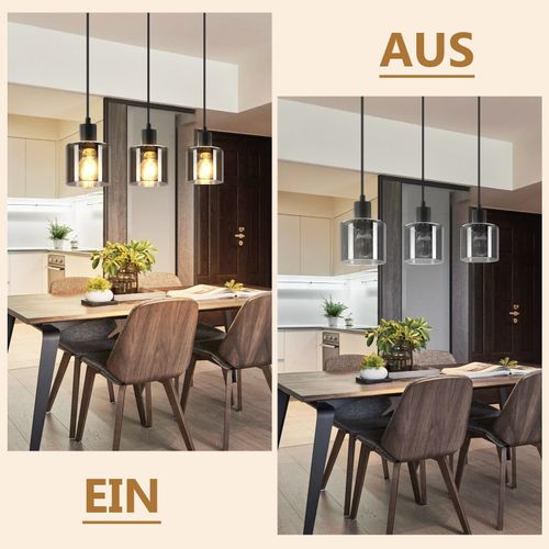 Suspension Noire Vintage E27 Suspension 3 Luminaires Suspendue Table à Manger