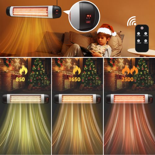 Chauffage Terrasse Infrarouge Infrarouge 2500w Avec Télécommande Montage Mural 3 Niveaux