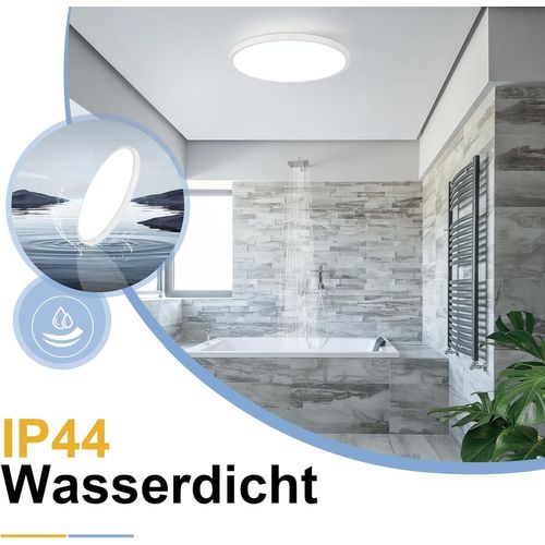 Plafonnier LED Plafonnier Salle De Bain - Lampe Salle De Bain D.30cm Plat Rond 24w Ip44
