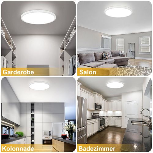 Plafonnier LED Plafonnier Salle De Bain - Lampe Salle De Bain D.30cm Plat Rond 24w Ip44