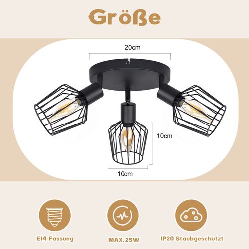 Plafonnier Salon 3 Flamming - Rond Spot De Plafond Pour Couloir Salle De Bain Max.25w