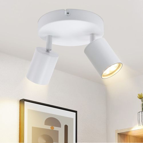 Plafonnier 2 Flammes Rond, Lampe De Plafond Pivotable 330° Moderne Pour Salon