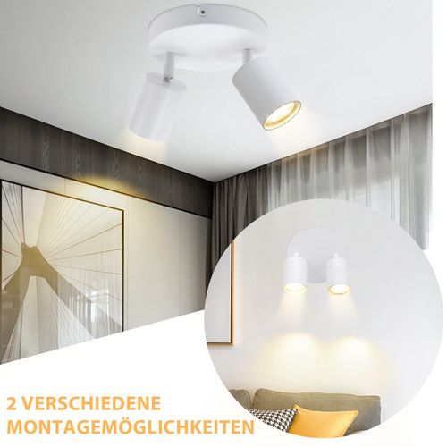 Plafonnier 2 Flammes Rond, Lampe De Plafond Pivotable 330° Moderne Pour Salon