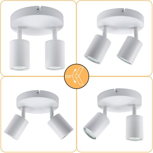 Plafonnier 2 Flammes Rond, Lampe De Plafond Pivotable 330° Moderne Pour Salon