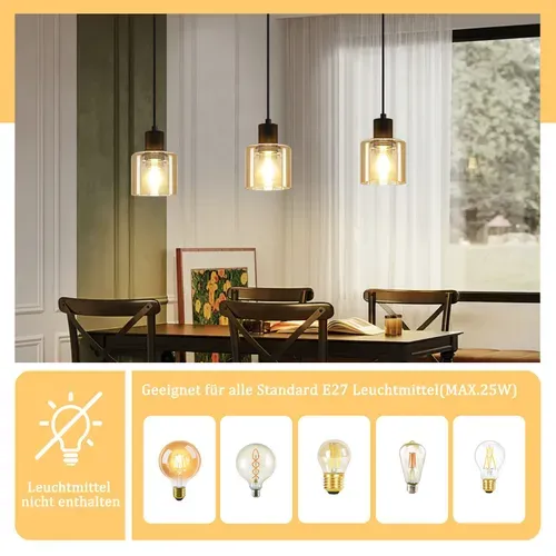 Suspension Table à Manger Noire Vintage Suspension En Métal Suspendue E27