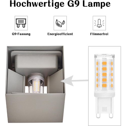 Applique Murale 4er LED Intérieur G9 Extérieur : Applique Murale Extérieure Lampe Up Down Gris