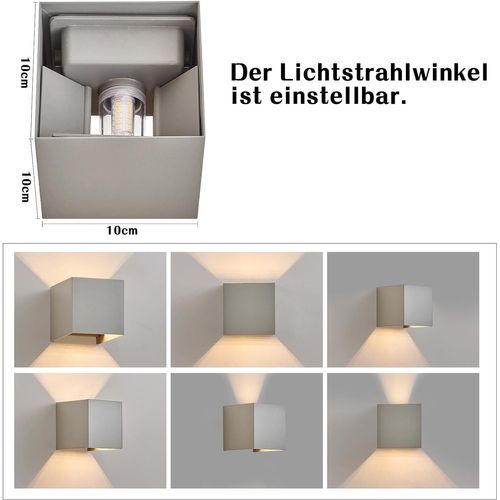 Applique Murale 4er LED Intérieur G9 Extérieur : Applique Murale Extérieure Lampe Up Down Gris