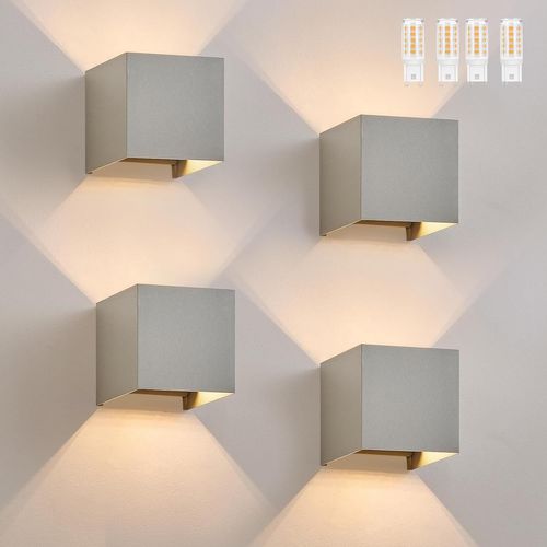 Applique Murale 4er LED Intérieur G9 Extérieur : Applique Murale Extérieure Lampe Up Down Gris