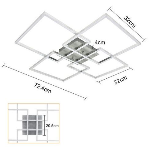 Plafonnier LED Rectangulaire Argent 72cm 48w Pour Salon Et Chambre