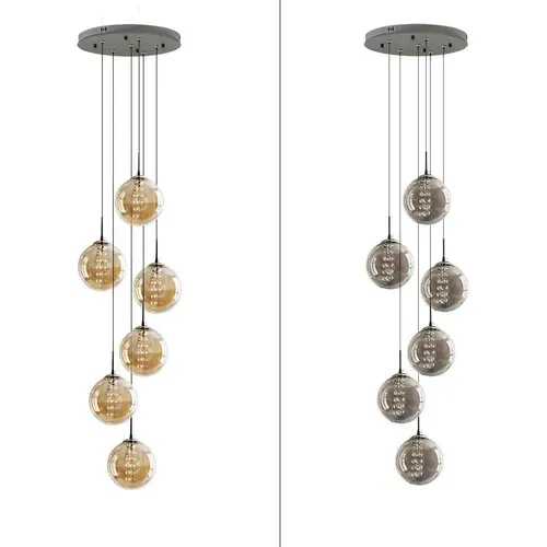Suspension LED 6 Flammes Réglable En Hauteur En Verre Pour Salon Et Décoration Intérieure