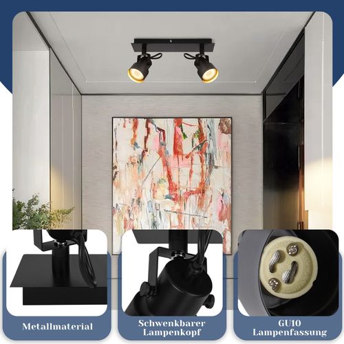 Plafonnier Vintage Noir Gu10 - Éclairage Chic Pour Cuisine Et Salon