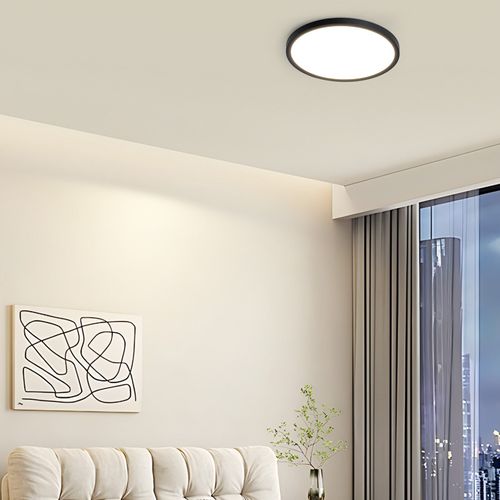 Plafonnier LED Moderne Rond Noir Ø22cm Pour Salon Et Couloir