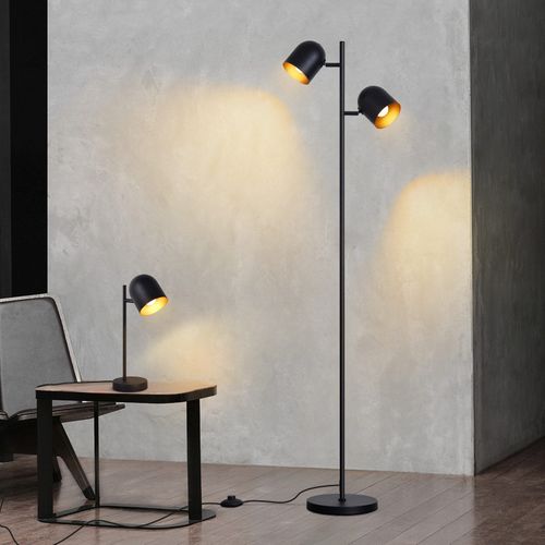 Lampadaire Vintage Noir Et Or Lampadaire 2 luminaire E14 Pour Salon Et Chambre