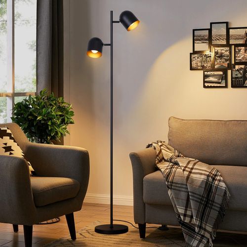 Lampadaire Vintage Noir Et Or Lampadaire 2 luminaire E14 Pour Salon Et Chambre