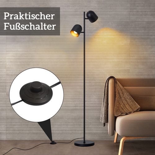 Lampadaire Vintage Noir Et Or Lampadaire 2 luminaire E14 Pour Salon Et Chambre