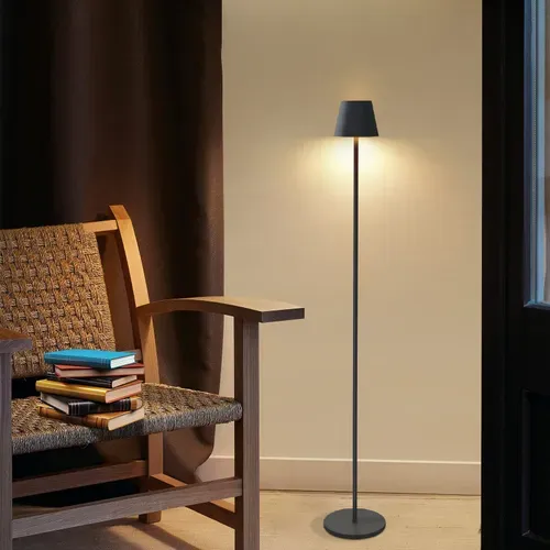 Lampadaire LED Dimmable Moderne Sans Fil 125 Cm - Éclairage De Bureau Noir