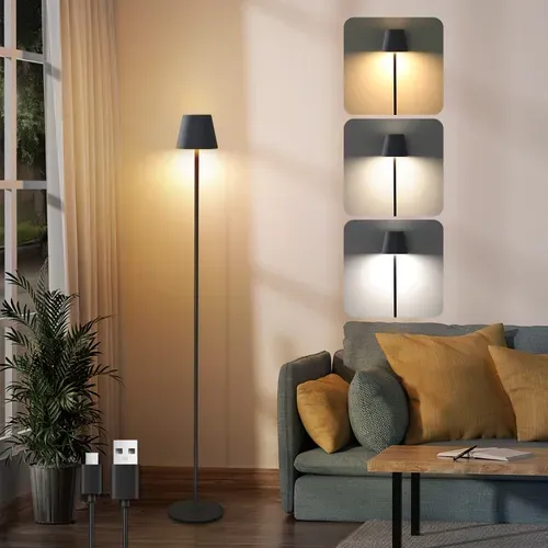 Lampadaire LED Dimmable Moderne Sans Fil 125 Cm - Éclairage De Bureau Noir