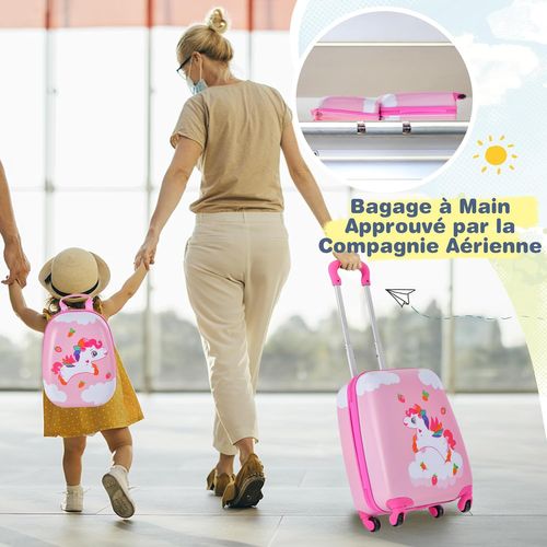 Valise Enfants à Roulettes 16" Et Sac à Dos 12" Avec Poignée Télescopique