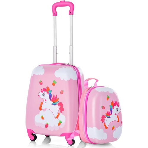 Valise Enfants à Roulettes 16" Et Sac à Dos 12" Avec Poignée Télescopique